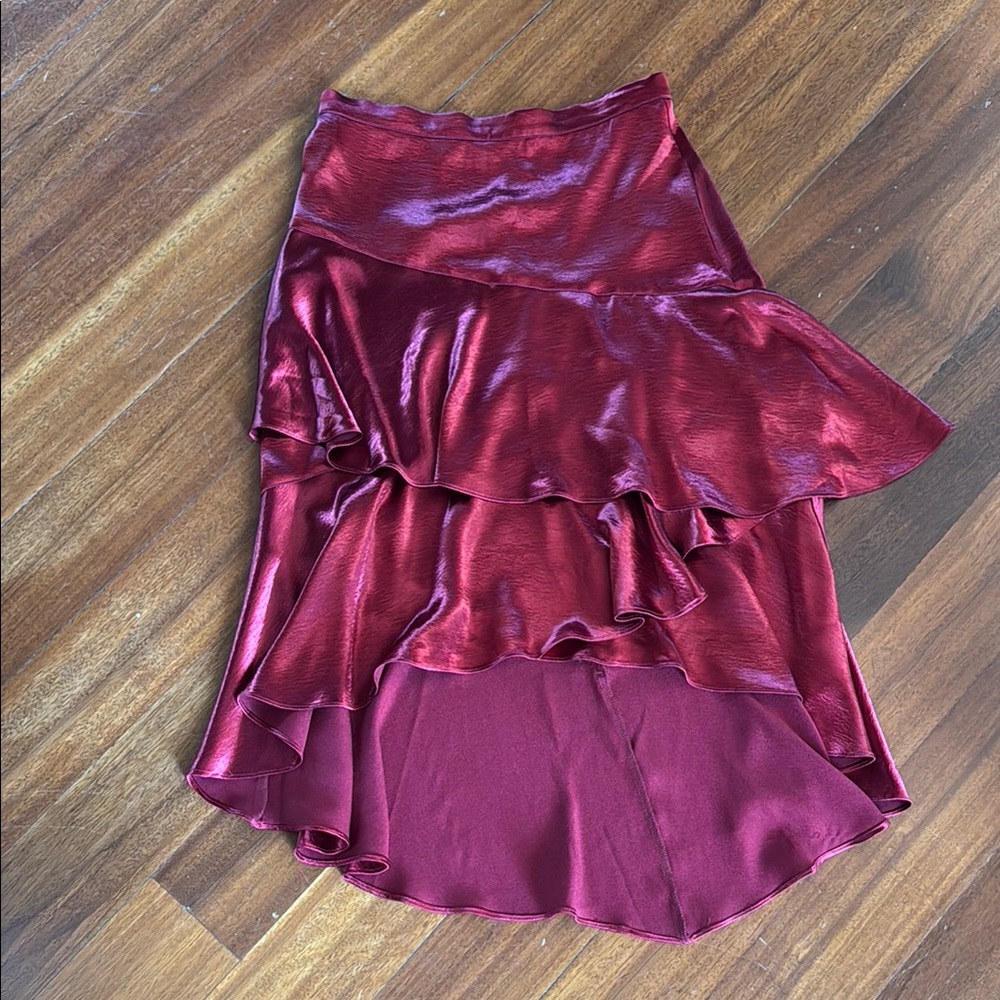 Anthropologie Burgundy Layered Midi Skirt